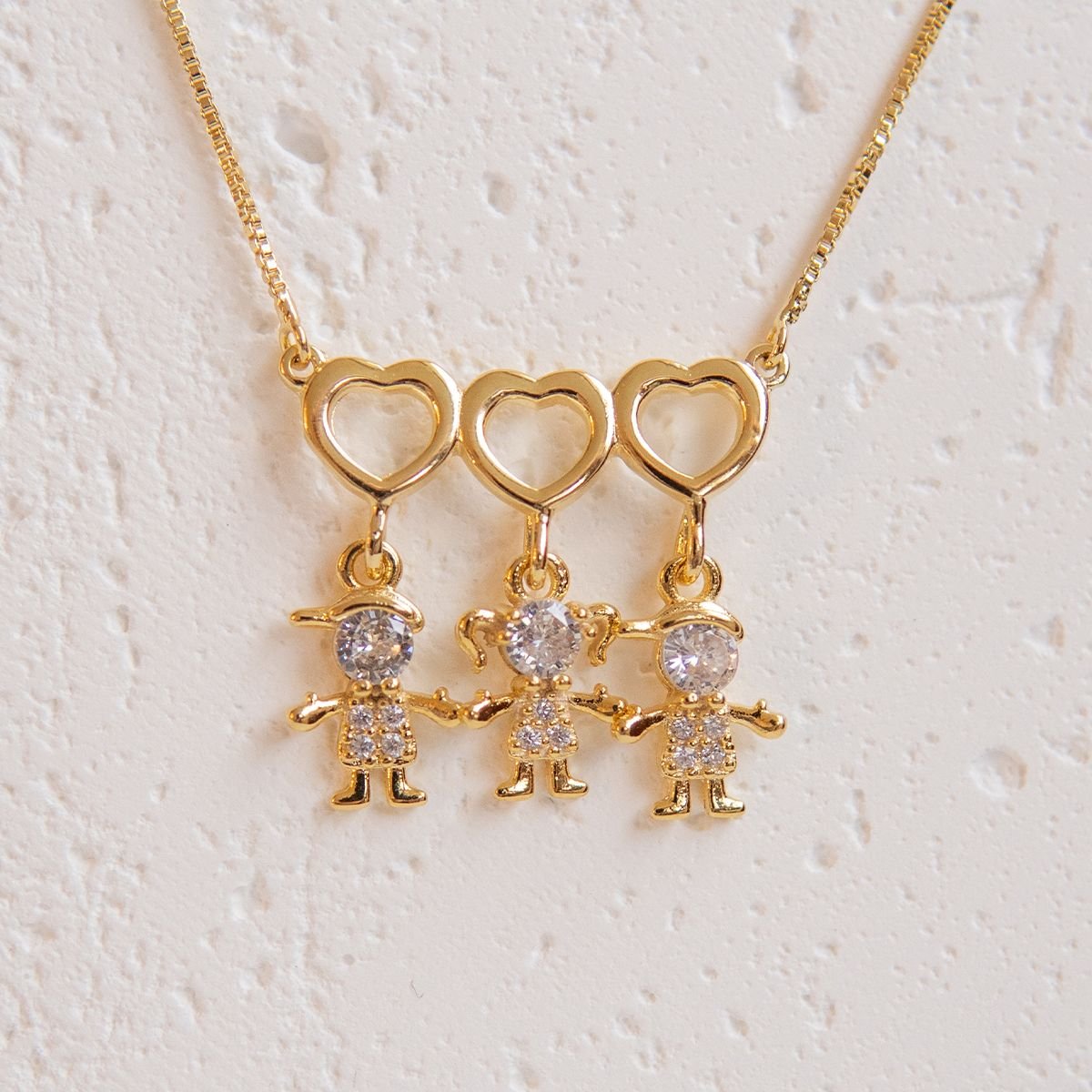 Monte o seu - Colar de 3 filhos folheado a ouro 18k