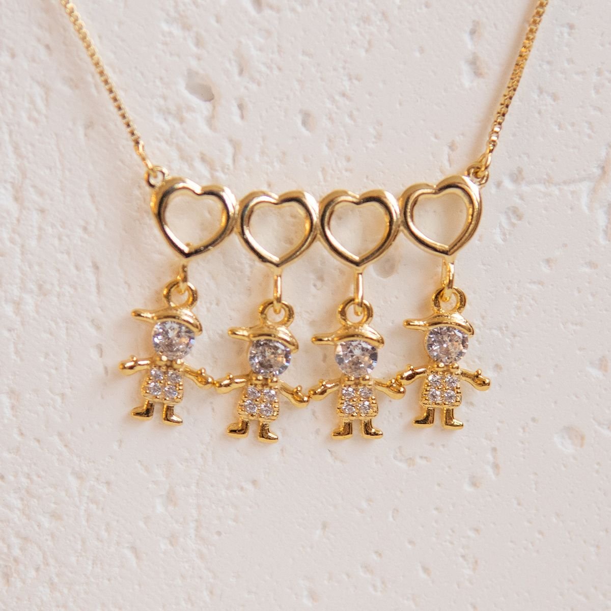 Monte o seu - Colar de 4 filhos folheado a ouro 18k
