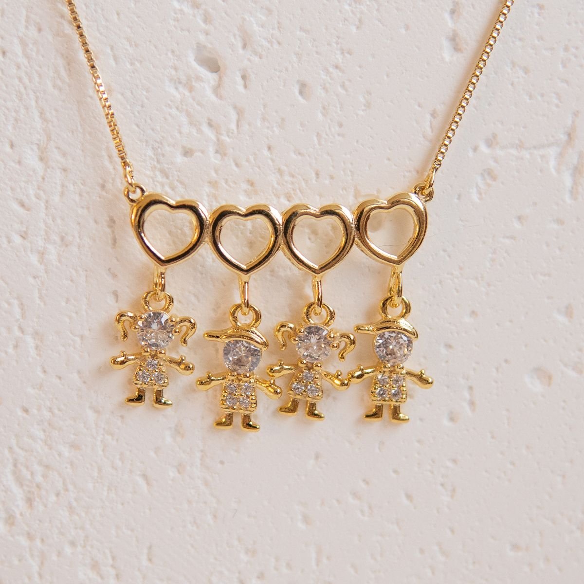 Monte o seu - Colar de 4 filhos folheado a ouro 18k