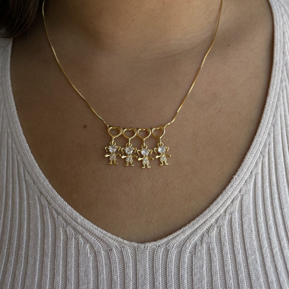 Monte o seu - Colar de 4 filhos folheado a ouro 18k