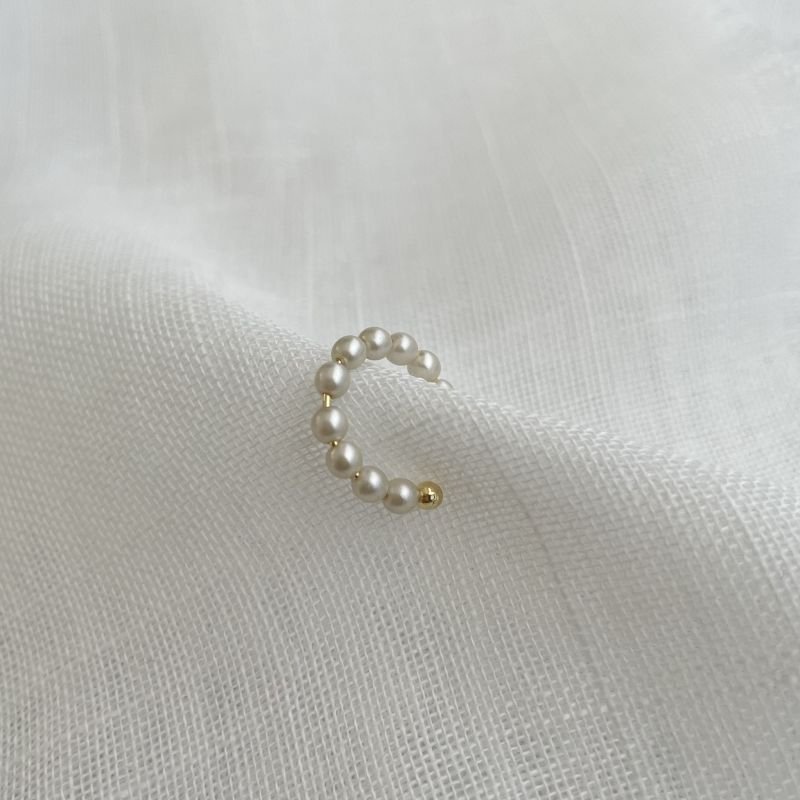 Piercing de pressão de pérolas folheado a ouro 18k