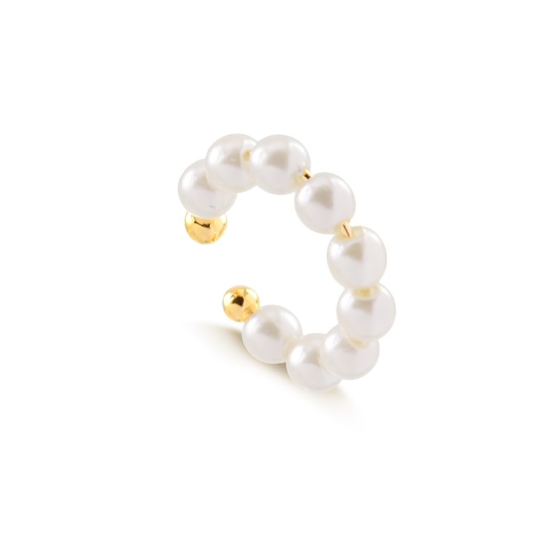 Piercing de pressão de pérolas folheado a ouro 18k