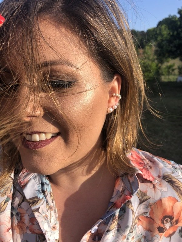 Piercing de pressão de pérolas folheado a ouro 18k