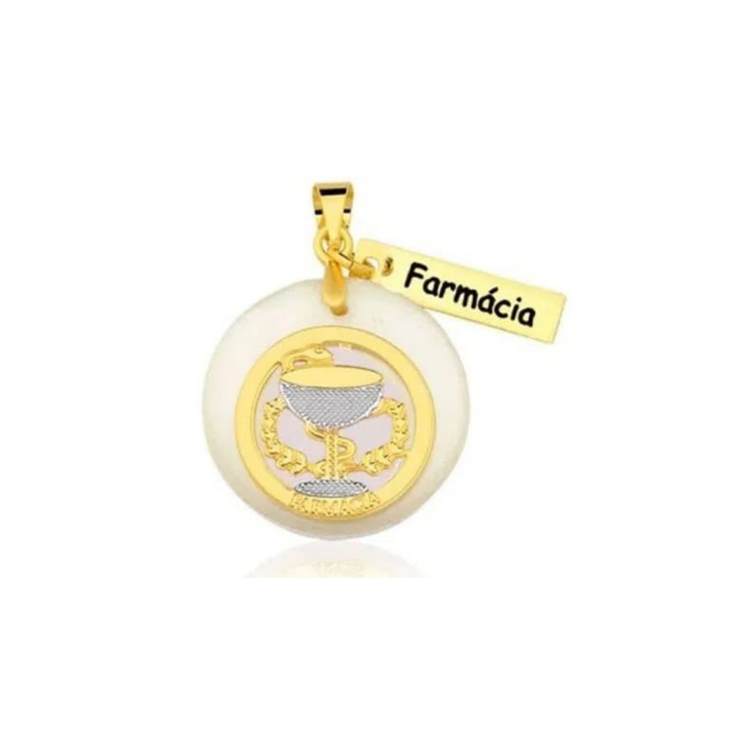 Pingente de Fármacia folheado a ouro 18k