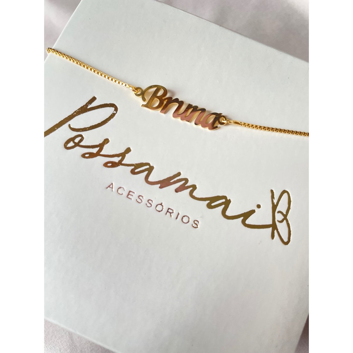 Pulseira adulto com personalização do nome folheada a ouro 18k (item personalizado, leia a descrição)