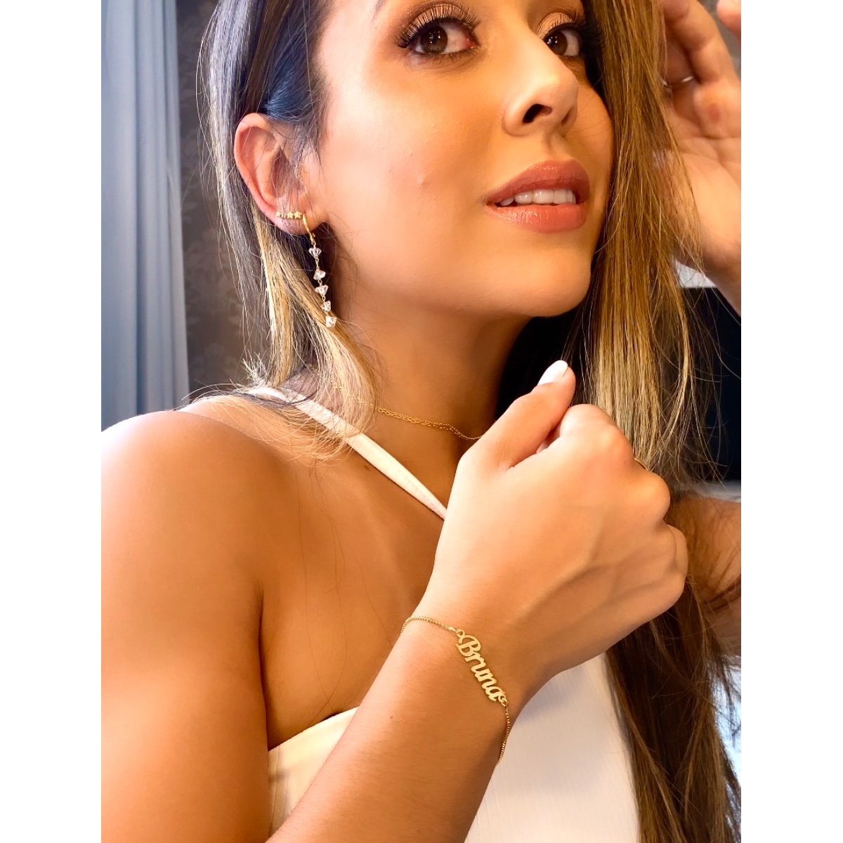 Pulseira adulto com personalização do nome folheada a ouro 18k (item personalizado, leia a descrição)
