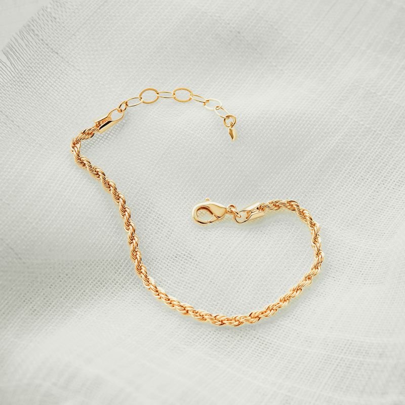 Pulseira de cordão baiano folheada a ouro 18k