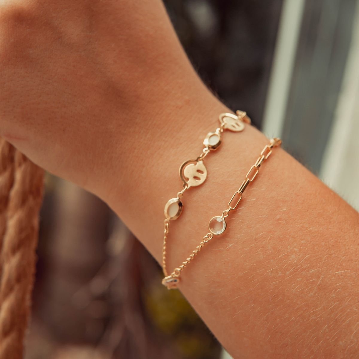 Pulseira de elos cartier e zircônias transparente 2 em 1 folheada a ouro 18k