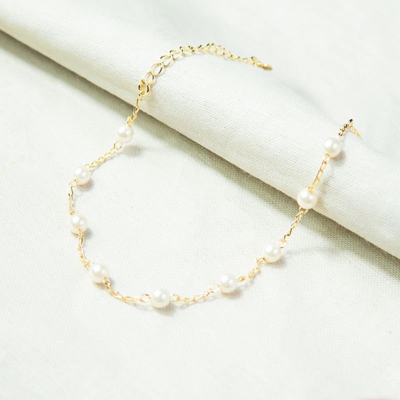 Pulseira de pérolas folheada a ouro 18k