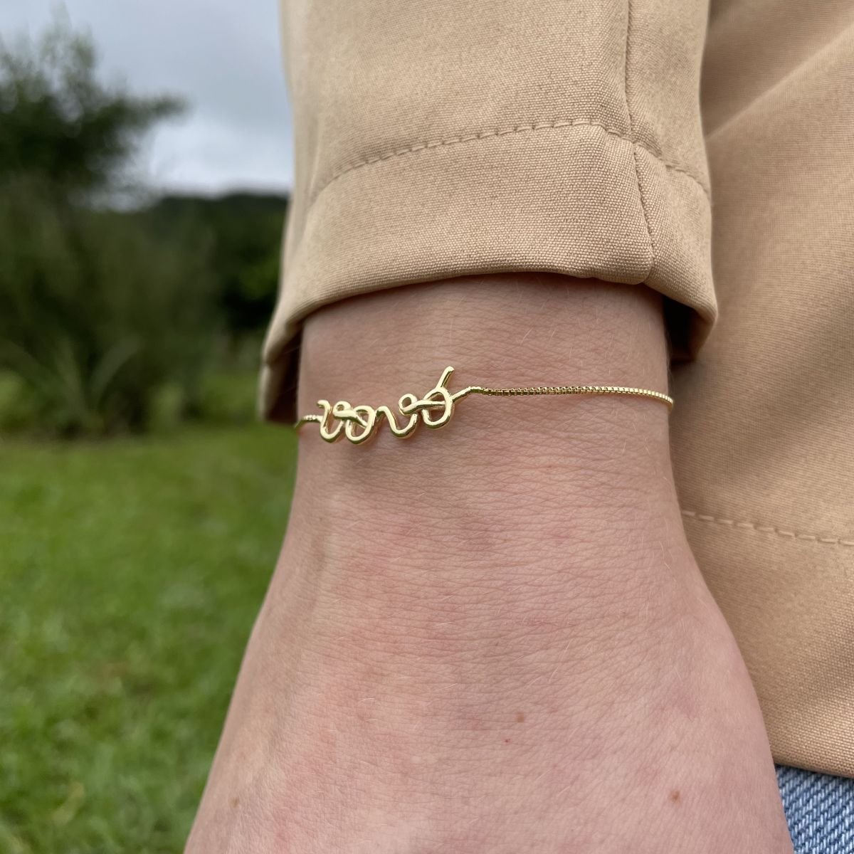 Pulseira de vovó com regulagem folheada a ouro 18k