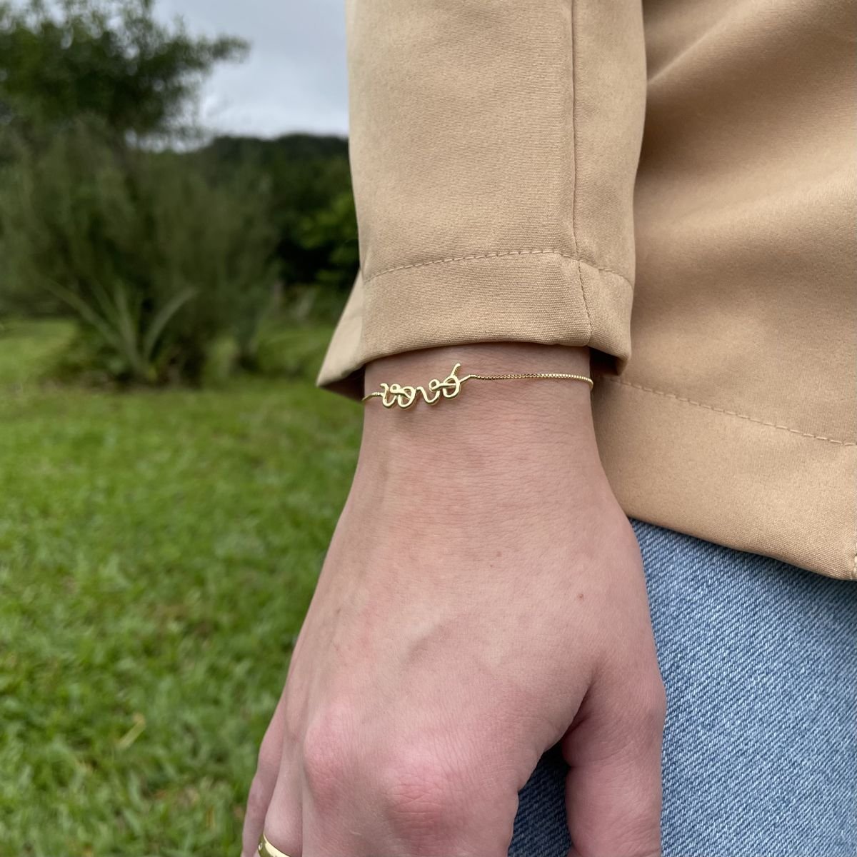 Pulseira de vovó com regulagem folheada a ouro 18k