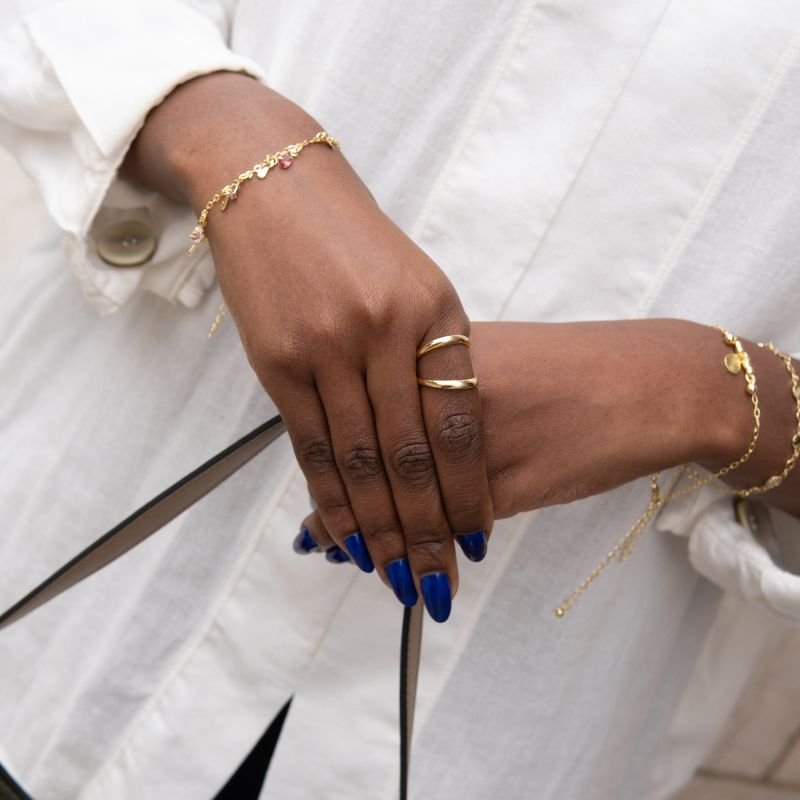 Pulseira de zircônias ovais coloridas folheada a ouro 18k