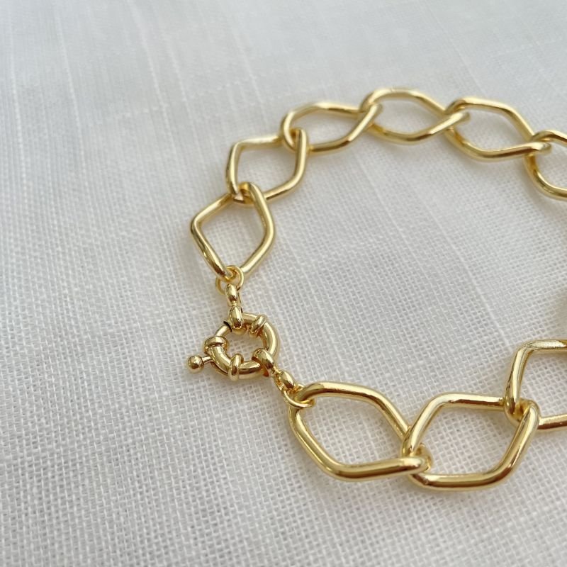 Pulseira Elos Groumet com Fios Longos folheado a ouro 18k