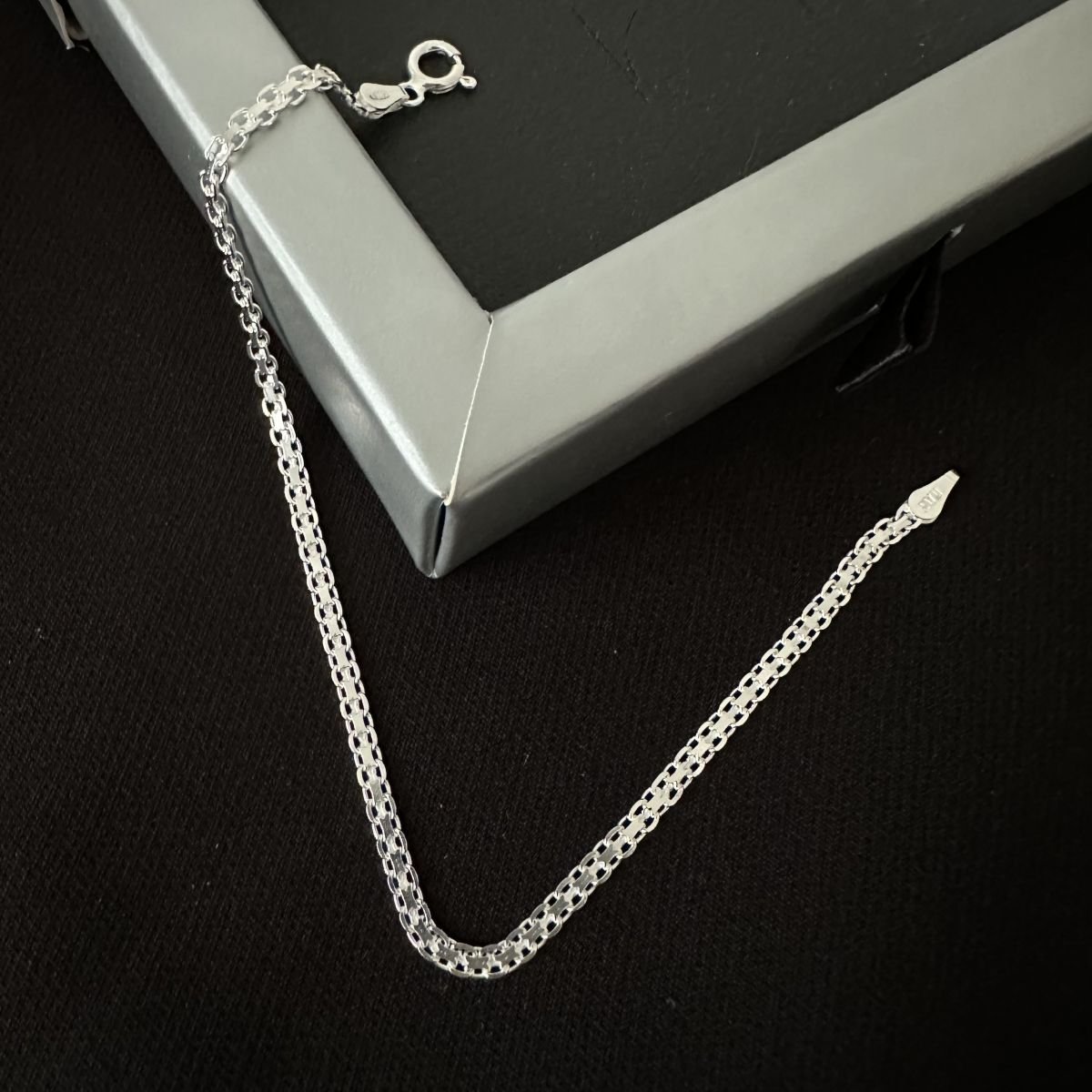 Pulseira masculina de elo bismark em prata 925