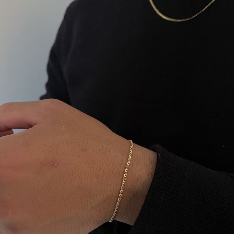 Pulseira masculina de elos groumet folheada a ouro 18k