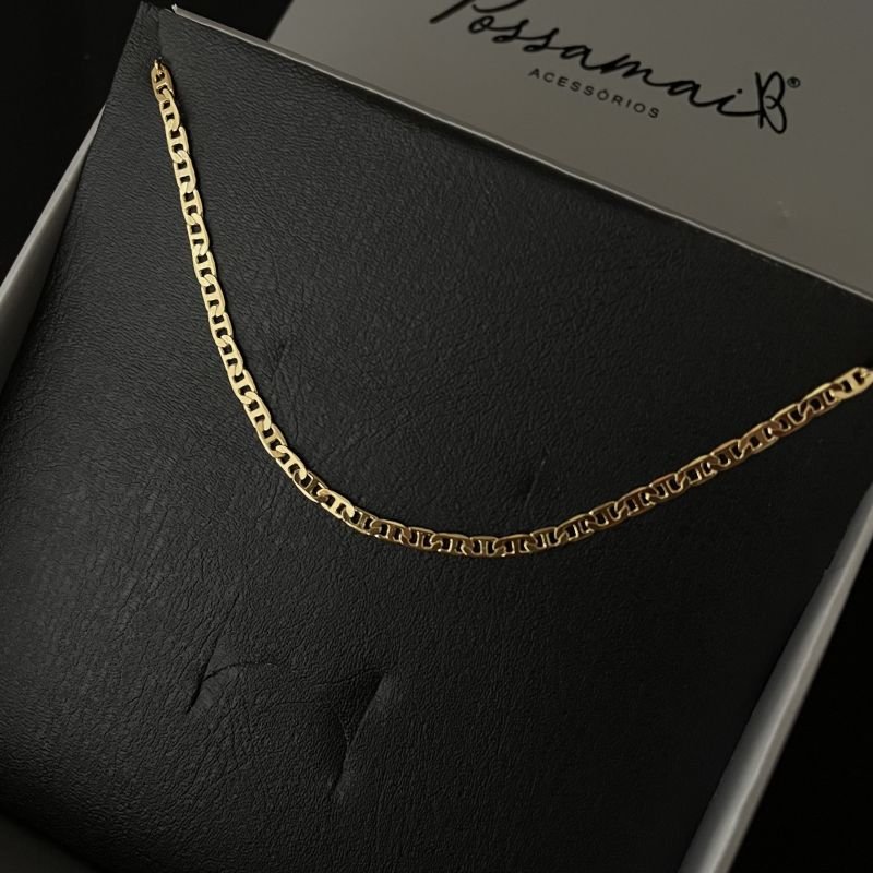 Pulseira masculina de elos piastrine folheada a ouro 18k