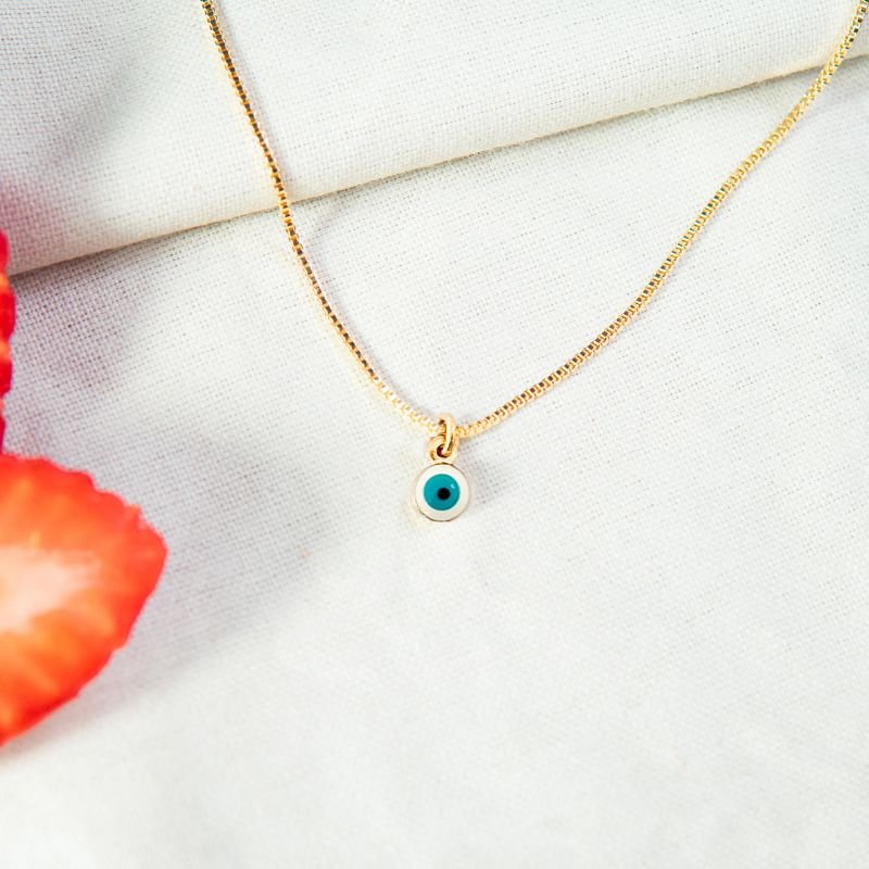 Tornozeleira de olho grego folheada a ouro 18k