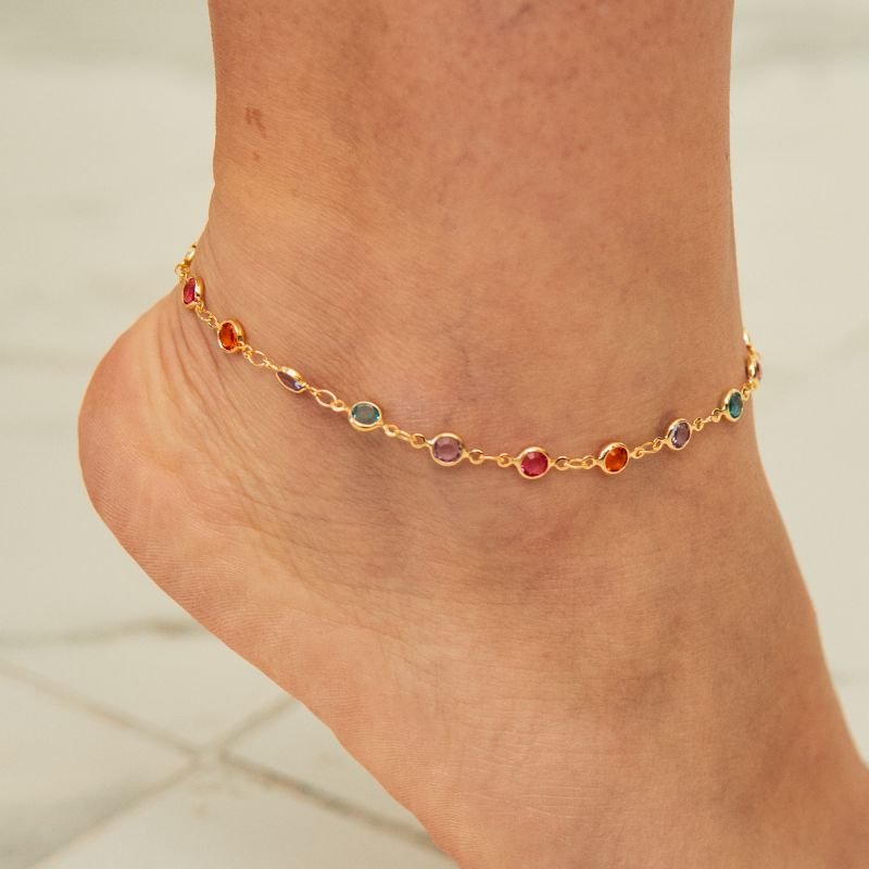 Tornozeleira Solare folheada a ouro 18k