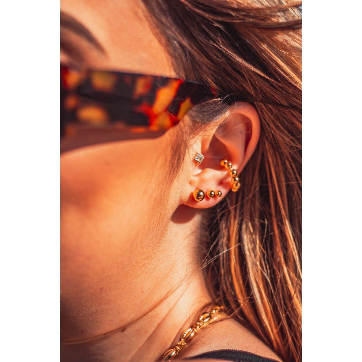 Trio de esferas folheado a ouro 18k