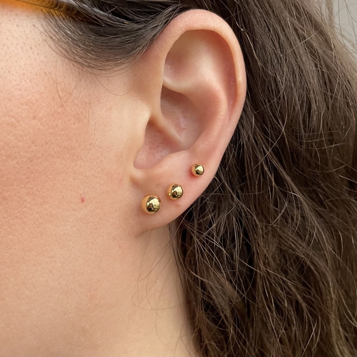 Trio de esferas folheado a ouro 18k